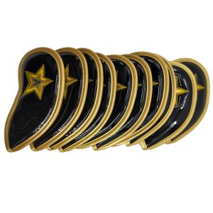 Gailf 10pcs / Set (3,4,5,6,7,8,9, P, A, S) Clúdaigh Iarainn Gailf Dubh Leathar PU Leathar Clúdaigh