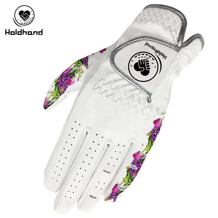 High Quality Fashion Pattern Custom Logo Cabretta Leather Golf Gloves OME